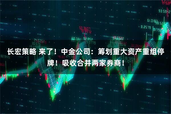 长宏策略 来了！中金公司：筹划重大资产重组停牌！吸收合并两家券商！